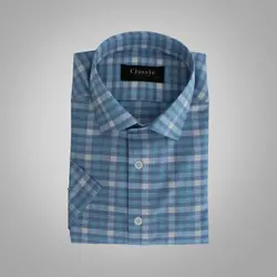 خرید آنلاین پیراهن چهارخانه مردانه آستین کوتاه سفید آبی کلاسیک مدل Fld_cla_blw_TS | فروشگاه اینترنتی Radek - لذت خرید آنلاین