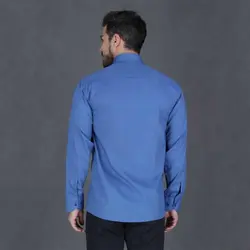 خرید آنلاین پیراهن تترون مردانه آستین بلند آبی هجرت | Radek