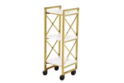 ترولی استیل طلایی طرح سنگ سفید مدرن