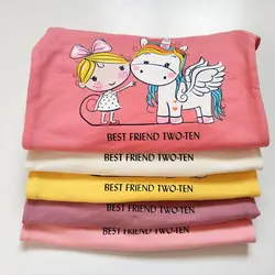 بلوز بچگانه دخترانه طرح دختر و اسب تک شاخ شناسه 10311