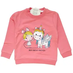 بلوز بچگانه دخترانه طرح دختر و اسب تک شاخ شناسه 10311