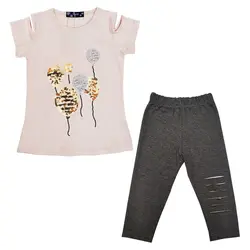 تی شرت و ساپورت دخترانه طرح بادکنک پولک دوزی شناسه 10057