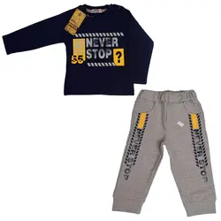 بلوز و شلوار پسرانه طرح never stop شناسه P0047