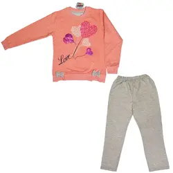 بلوز و شلوار دخترانه طرح قلب پولک دوزی شناسه D0026-a