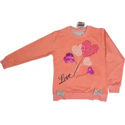 بلوز و شلوار دخترانه طرح قلب پولک دوزی شناسه D0026-a