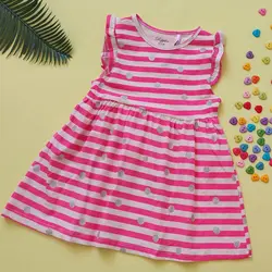 سارافون دخترانه طرح راه راه و خالدار اکلیل دار شناسه 10357