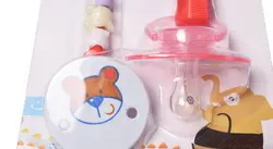 پستانک و زنجیر نوزاد LOVE BABY مدل مروارید خرس قرمز مجموعه 2 عددی کد 11200