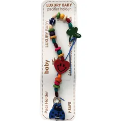 بند پستانک نوزاد و کودک luxury baby طرح کفشدوزک آبی قلب خرگوش کد 11216