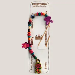 بند پستانک نوزاد و کودک luxury baby طرح دختر پنگوئن خرگوش کد 11218
