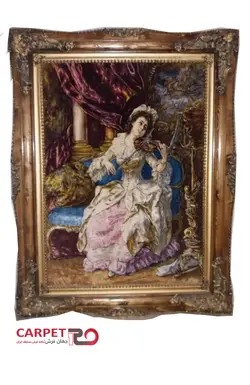 تابلو فرش دستباف طرح دختر ویولن زن (14_86)