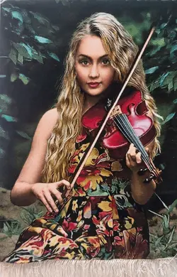 تابلو فرش دستباف دختر ویولن زن (651_52)