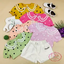 شومیز خالدار یقه گیپور