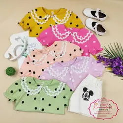 شومیز خالدار یقه گیپور