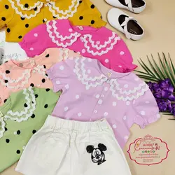 شومیز خالدار یقه گیپور