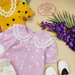 شومیز خالدار یقه گیپور