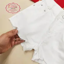 شورت کتان سفید دمپا زاپ