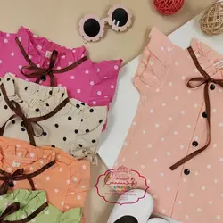 شومیز خالخالی یقه ربانی