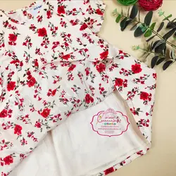 پیراهن کرم گل قرمز