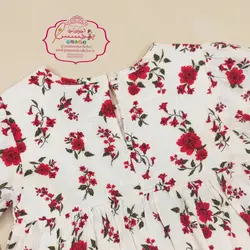 پیراهن کرم گل قرمز