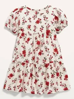 پیراهن کرم گل قرمز