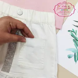 دامن کتان سفید نواربراق