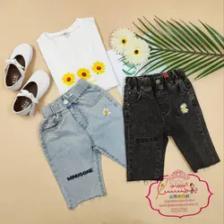 شلوارک جین تکست بابونه - پرنسس کوچولو