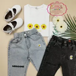 شلوارک جین تکست بابونه - پرنسس کوچولو