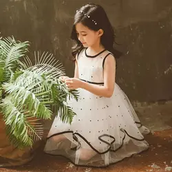 پیراهن تور خالدار پفی - پرنسس کوچولو