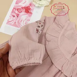 پیراهن چین آستین گلدوزی