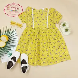 پیراهن زرد گل بنفش