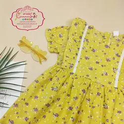 پیراهن زرد گل بنفش