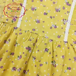 پیراهن زرد گل بنفش