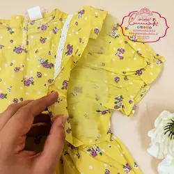 پیراهن زرد گل بنفش