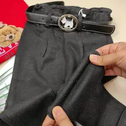 شلوار مام مشکی کمربند دار