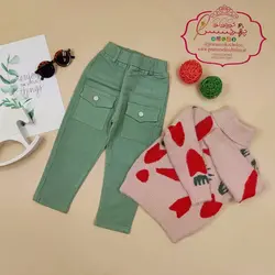 شلوار کتان سبز شش جیب