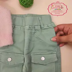 شلوار کتان سبز شش جیب