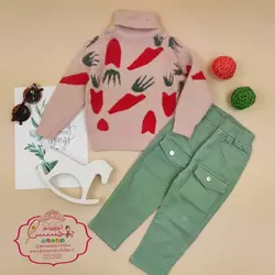 شلوار کتان سبز شش جیب