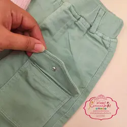 شلوار کتان سبز شش جیب