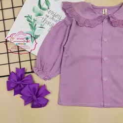 شومیز یاسی یقه گیپور - پرنسس کوچولو