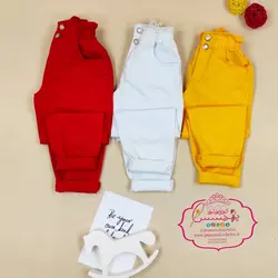 شلوار مام استایل رنگی کمرکش دکمه دار - پرنسس کوچولو