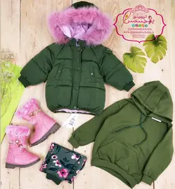 کاپشن دخترانه یشمی.صورتی