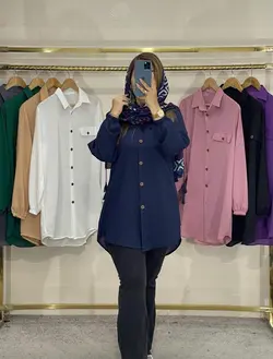 مانتو شومیزی حریر میله ای کد 1216