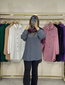 مانتو شومیزی حریر میله ای کد 1216