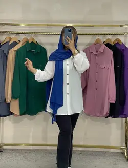 مانتو شومیزی حریر میله ای کد 1216