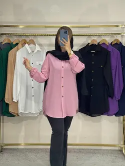 مانتو شومیزی حریر میله ای کد 1216