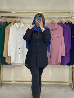 مانتو شومیزی حریر میله ای کد 1216