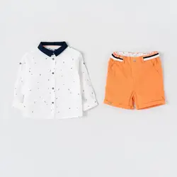 پیراهن و شلوارک پسرانه طرح قایق 196000A