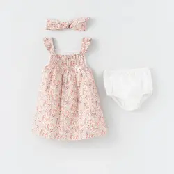 پیراهن دخترانه با شورت و تل طرح آبرنگی 13155