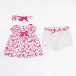 پیراهن و شلوارک دخترانه با تل طرح مهگل 13150