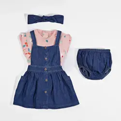 پیراهن دخترانه با شورت و تل طرح گلک 13104